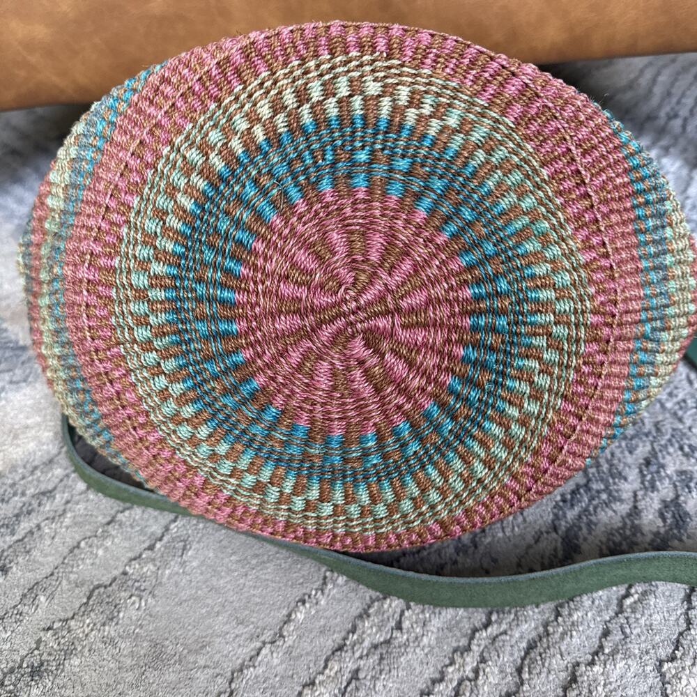 LEATHER & WOVEN SISAL Bucket Bag Tote "why not?" Multicolor - Picture 6 of 8